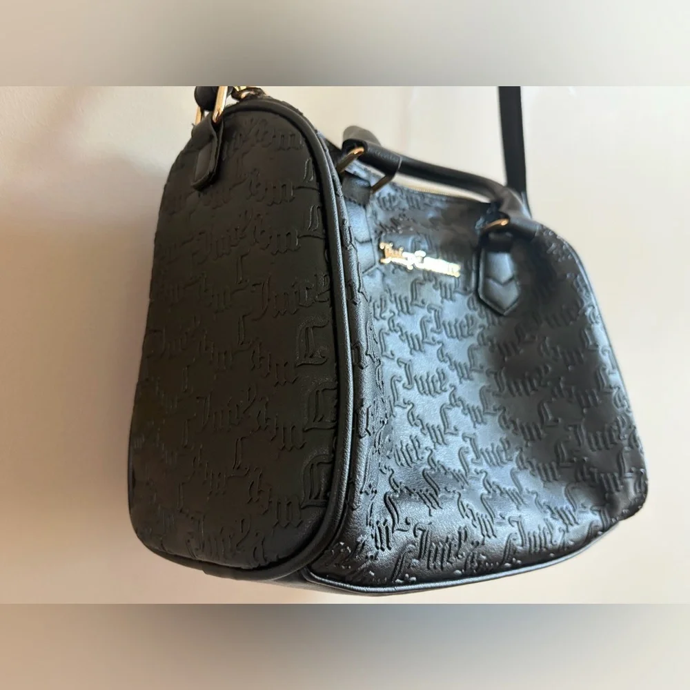 Juicy Couture Black Faux Leather Handbag Shoulder Bag, Y2K Style Accessory Purse